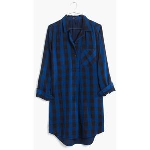 Madewell blue flannel shirt dress